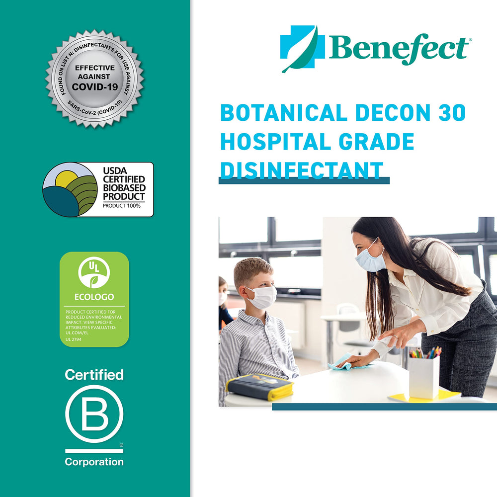 Benefect Decon 30 botella colocada en cocina doméstica mostrando aptitud para alimentos