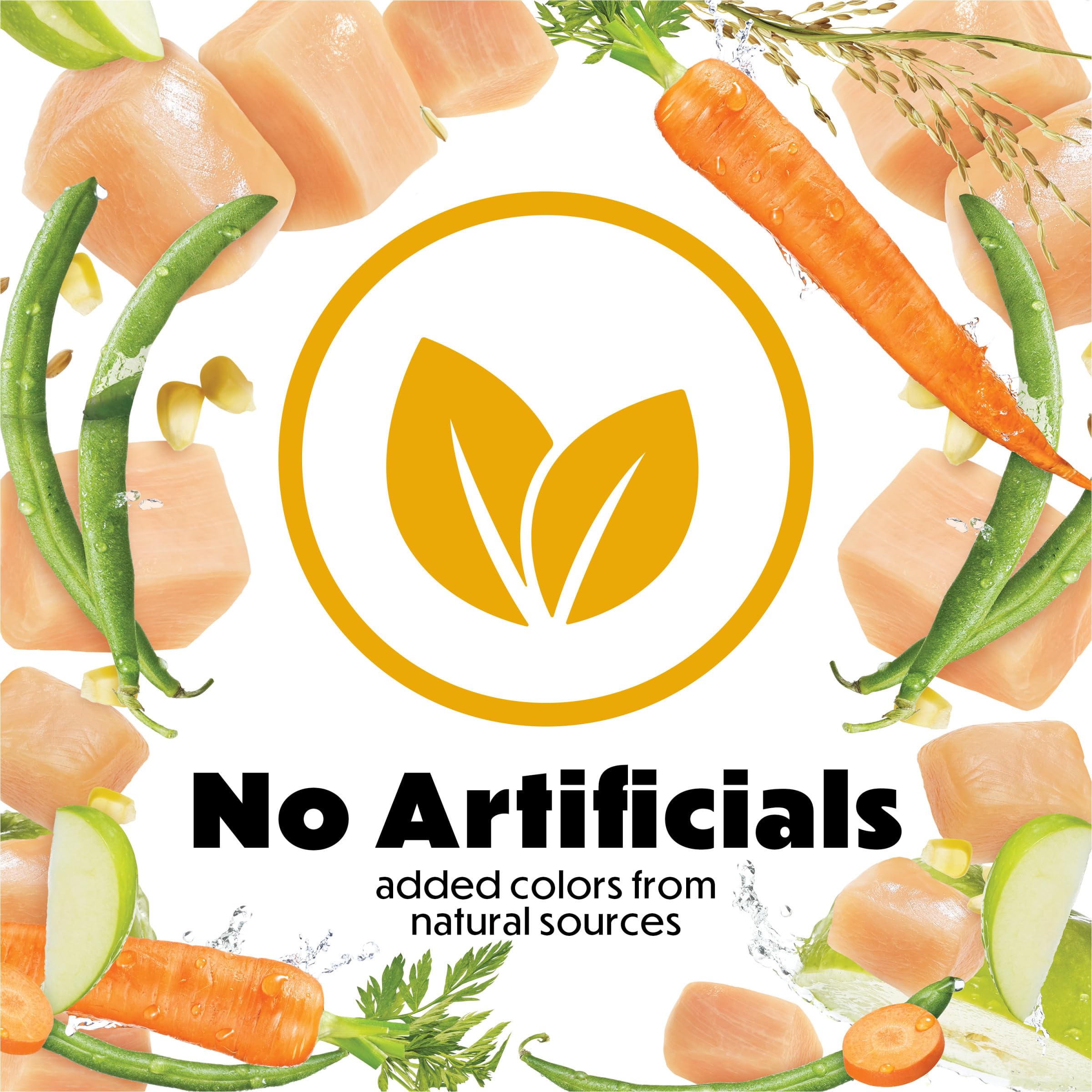 Beneful primeros planos de manzana zanahoria y ejote como acentos naturales