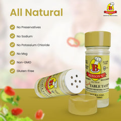 Detalle de la etiqueta Benson's con lista de ingredientes naturales y sin sodio