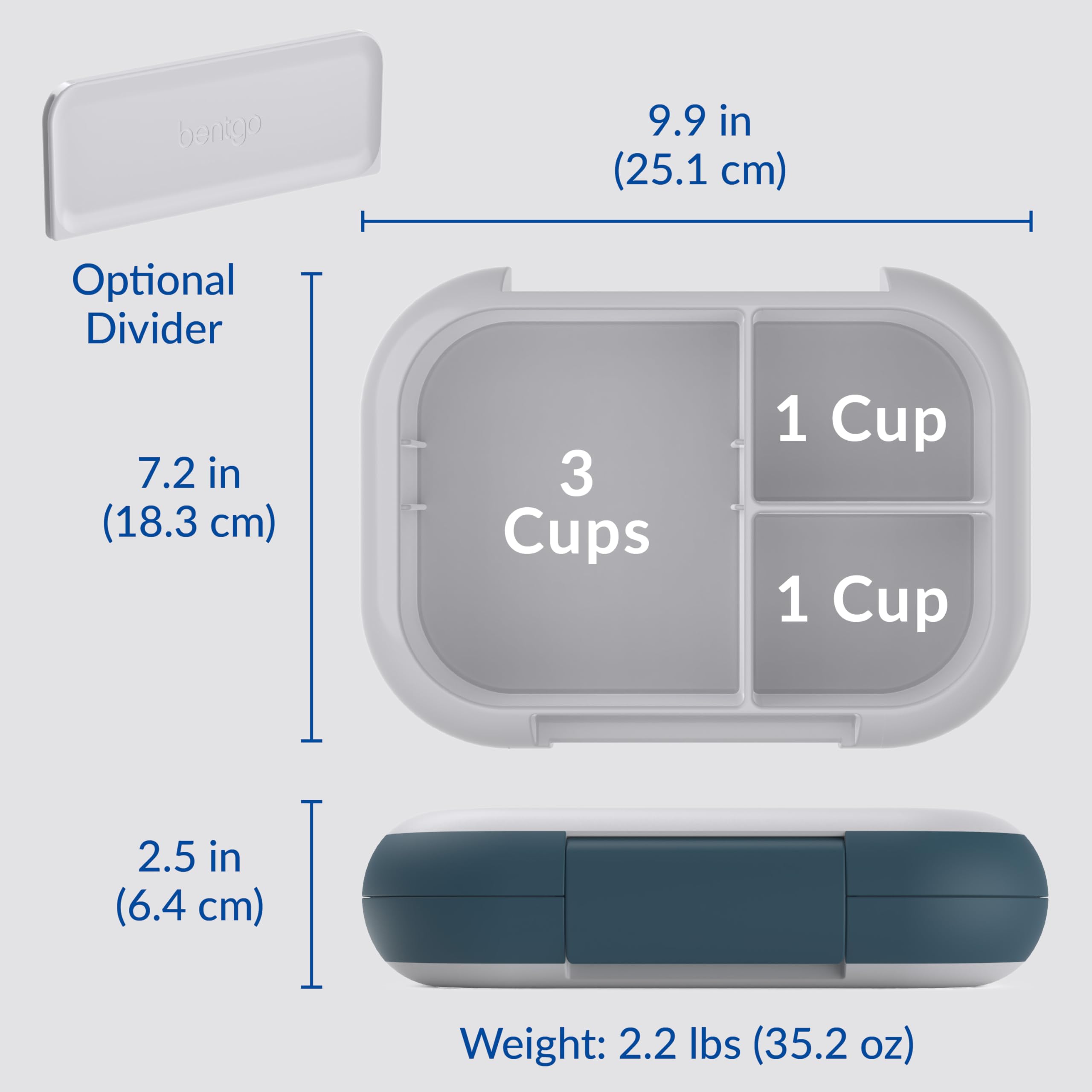 Bentgo escala junto a un sándwich para visualizar la capacidad de 5 tazas