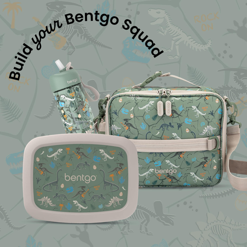 Bentgo comparación de tamaño junto a mochila para referencia práctica