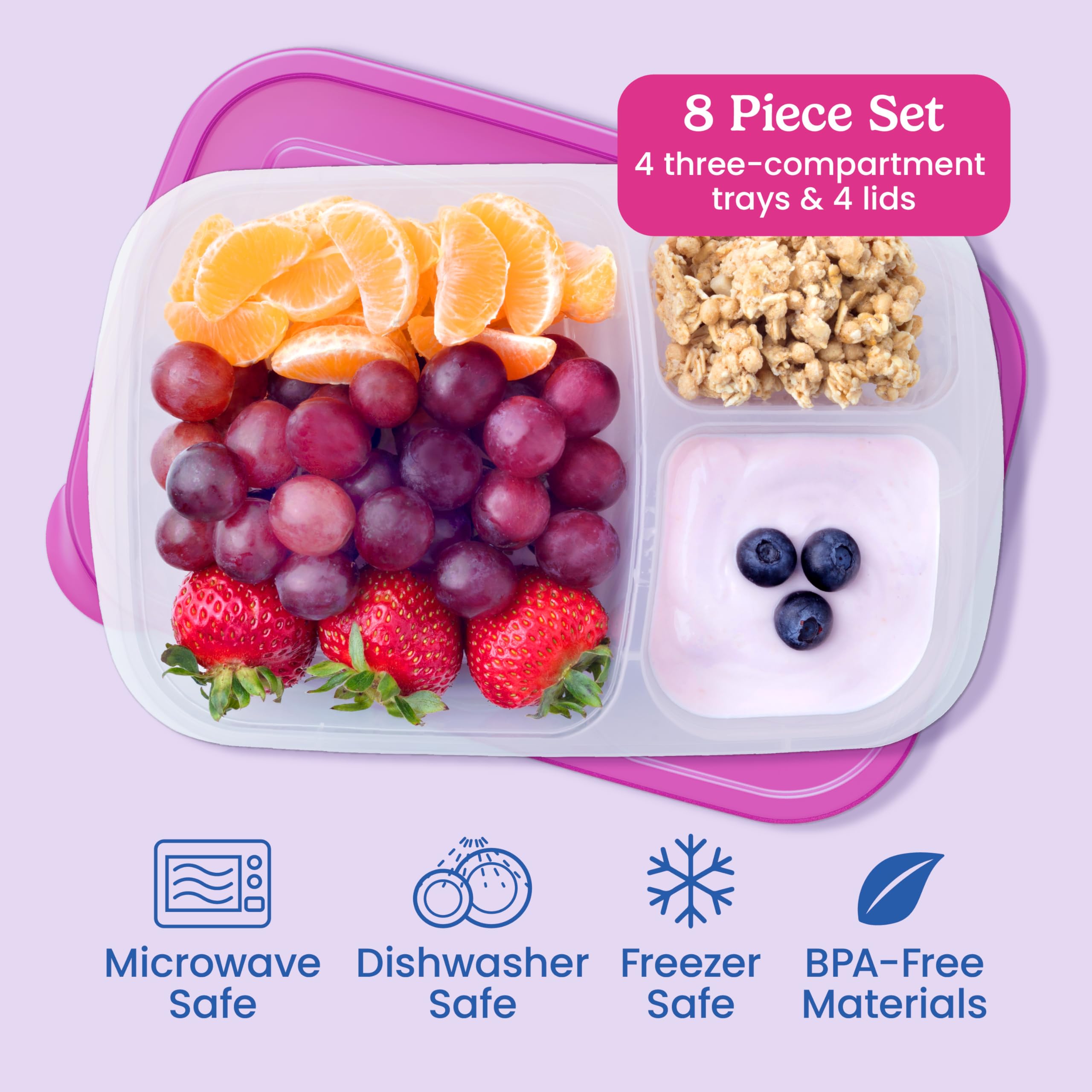 Bentgo Easyboxes bandeja abierta con separación de alimento, organización de porciones clara