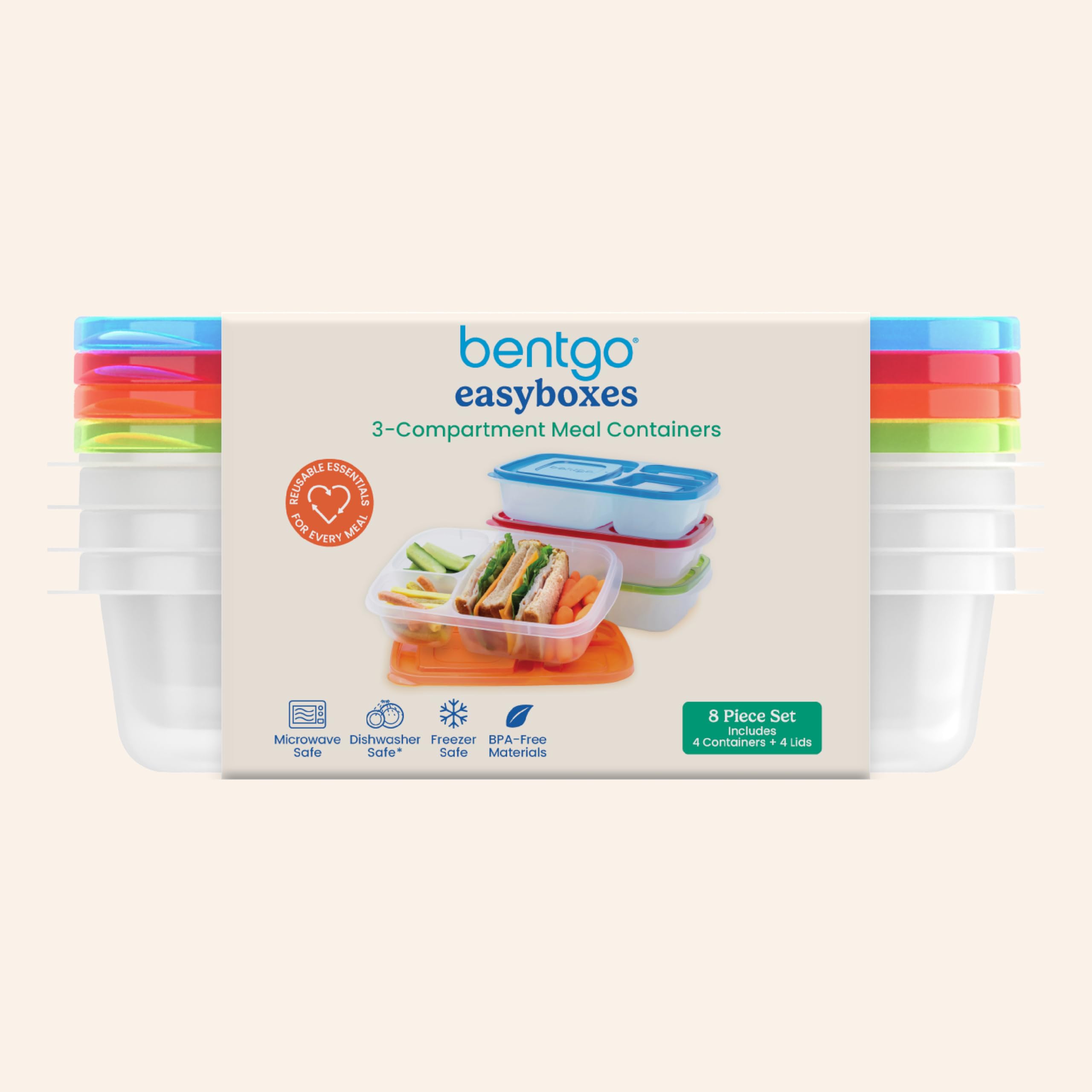 Bentgo Easyboxes comparación de escala con mano para tamaño de porciones