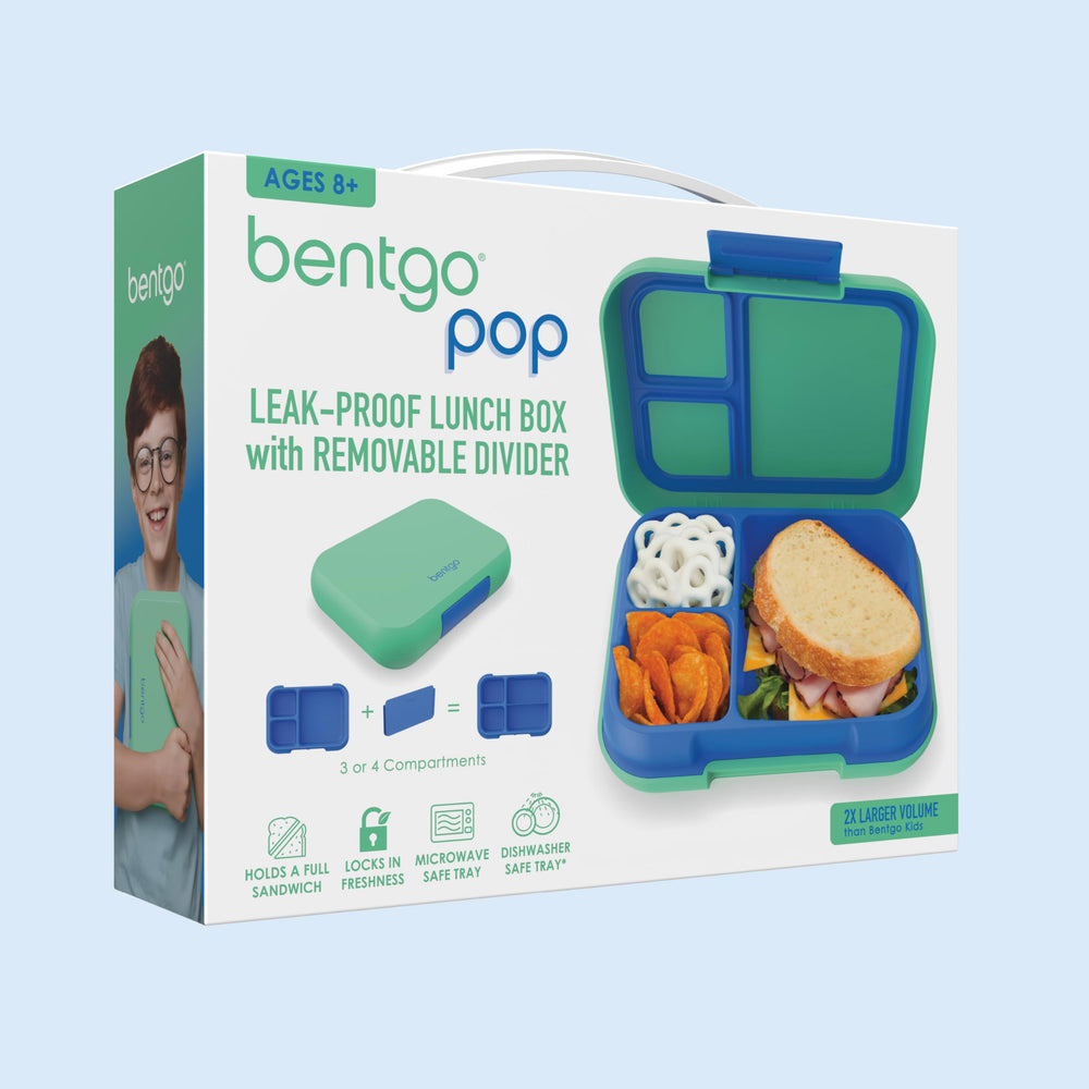Bentgo con comida preparada en compartimentos, listo para el almuerzo