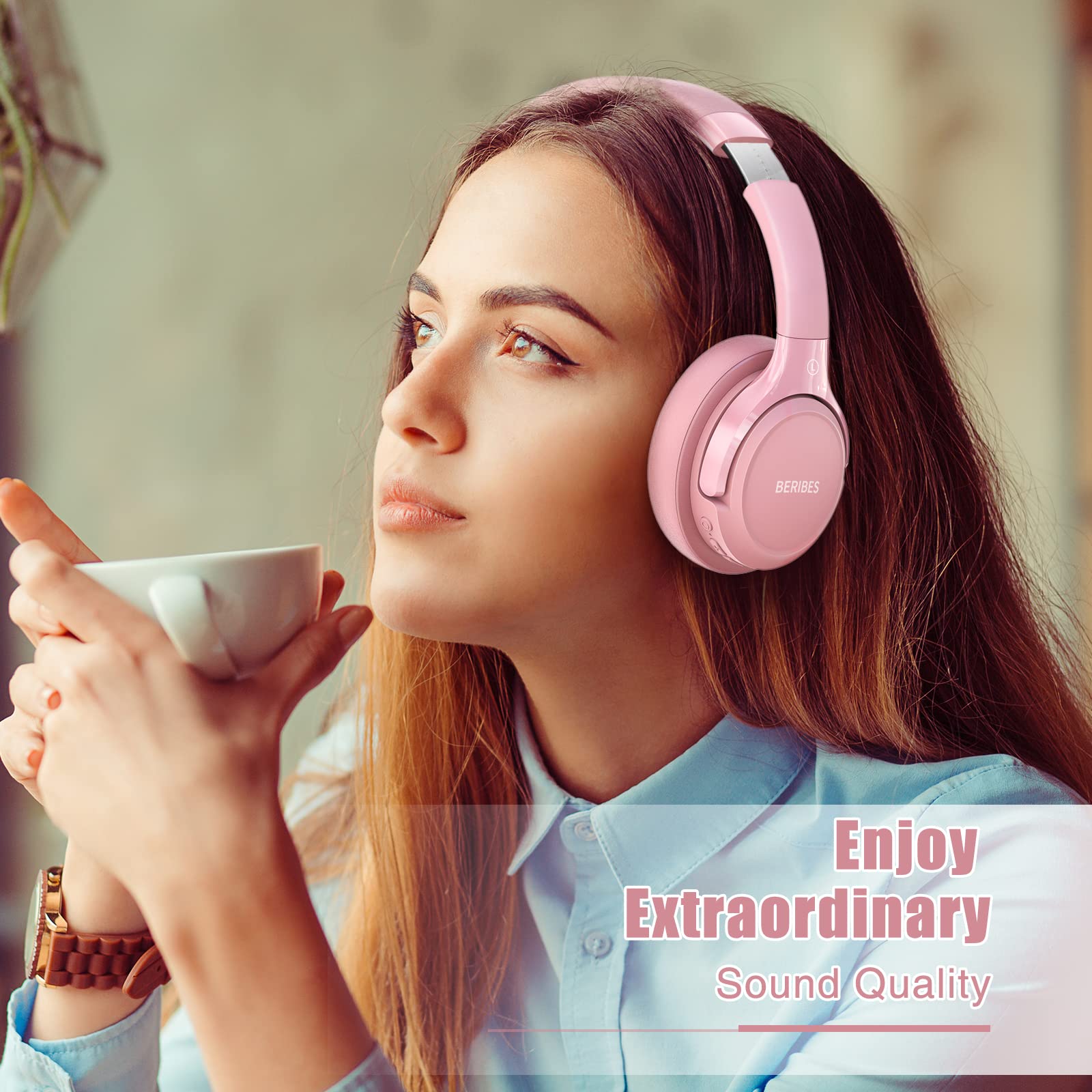 BERIBES auriculares en uso por persona trabajando, reducción de fatiga auditiva