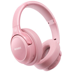 BERIBES vista frontal de auriculares over-ear mostrando diseño y controles, comodidad mejorada