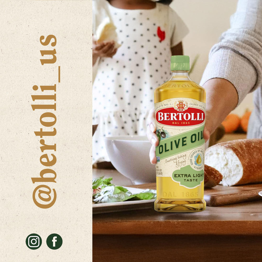 Bertolli botella cerca de vegetales frescos sugiriendo versatilidad