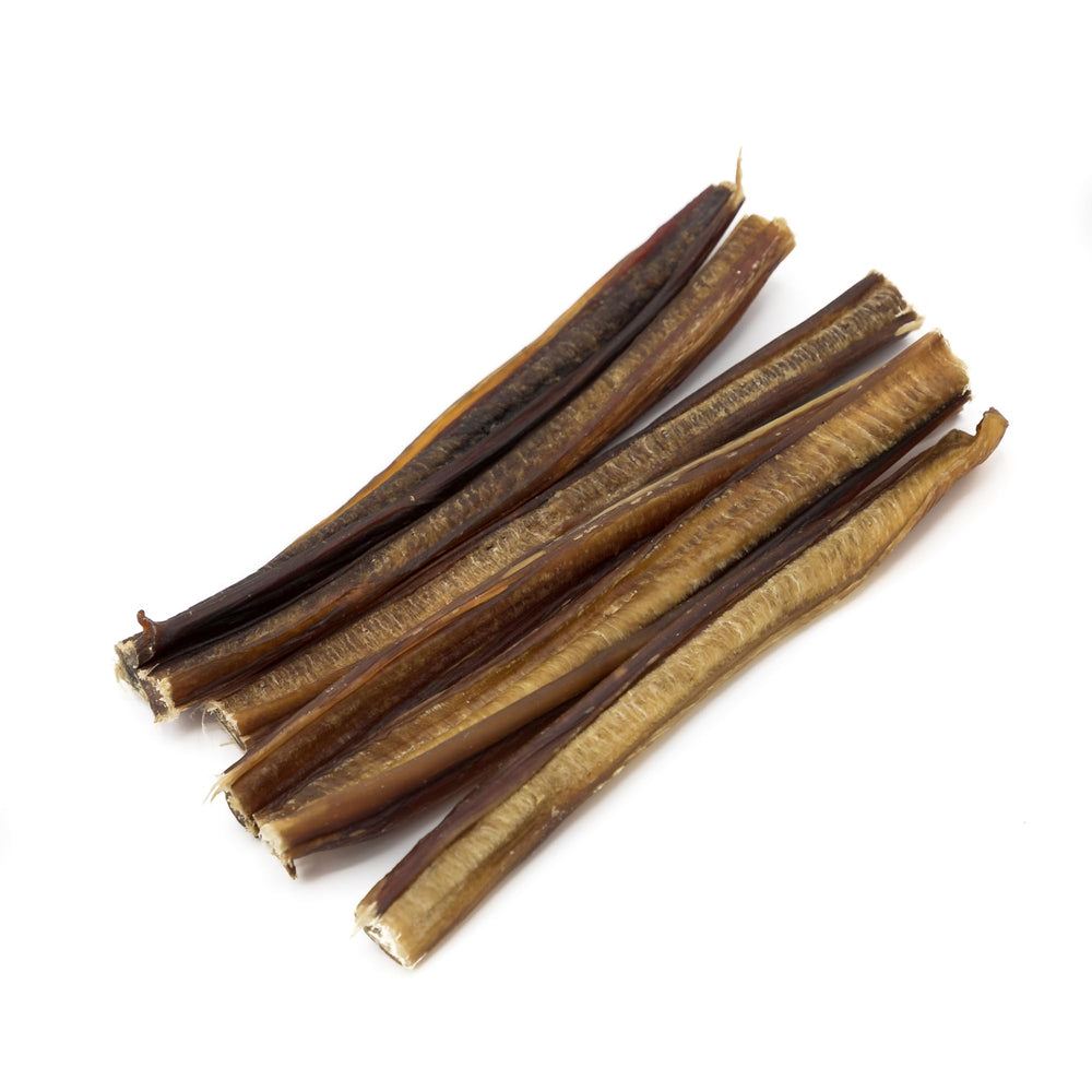 Best Bully Sticks detalle de un palo cortado que muestra interior 100% res grass-fed