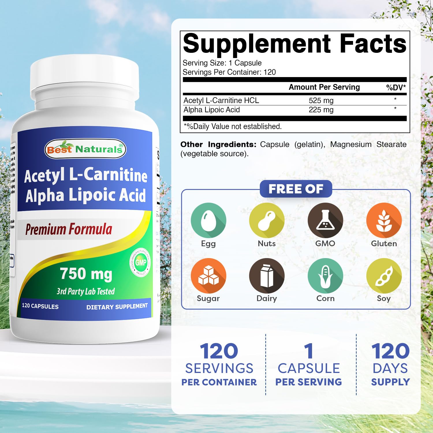 Best Naturals detalle de etiqueta con información de ingredientes y dosis