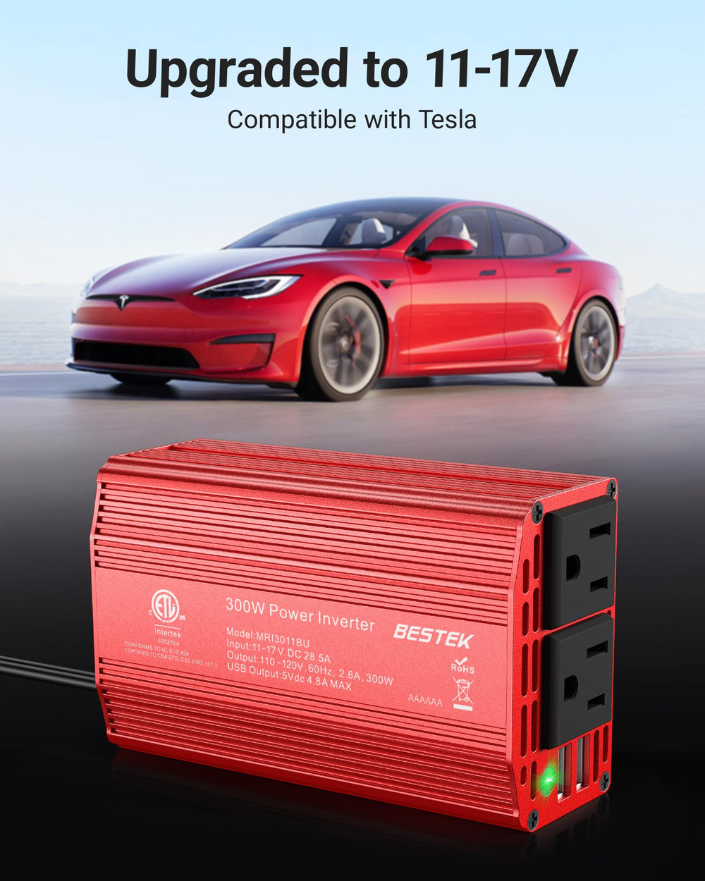 BESTEK comparación de tamaño con teléfono, diseño compacto portátil