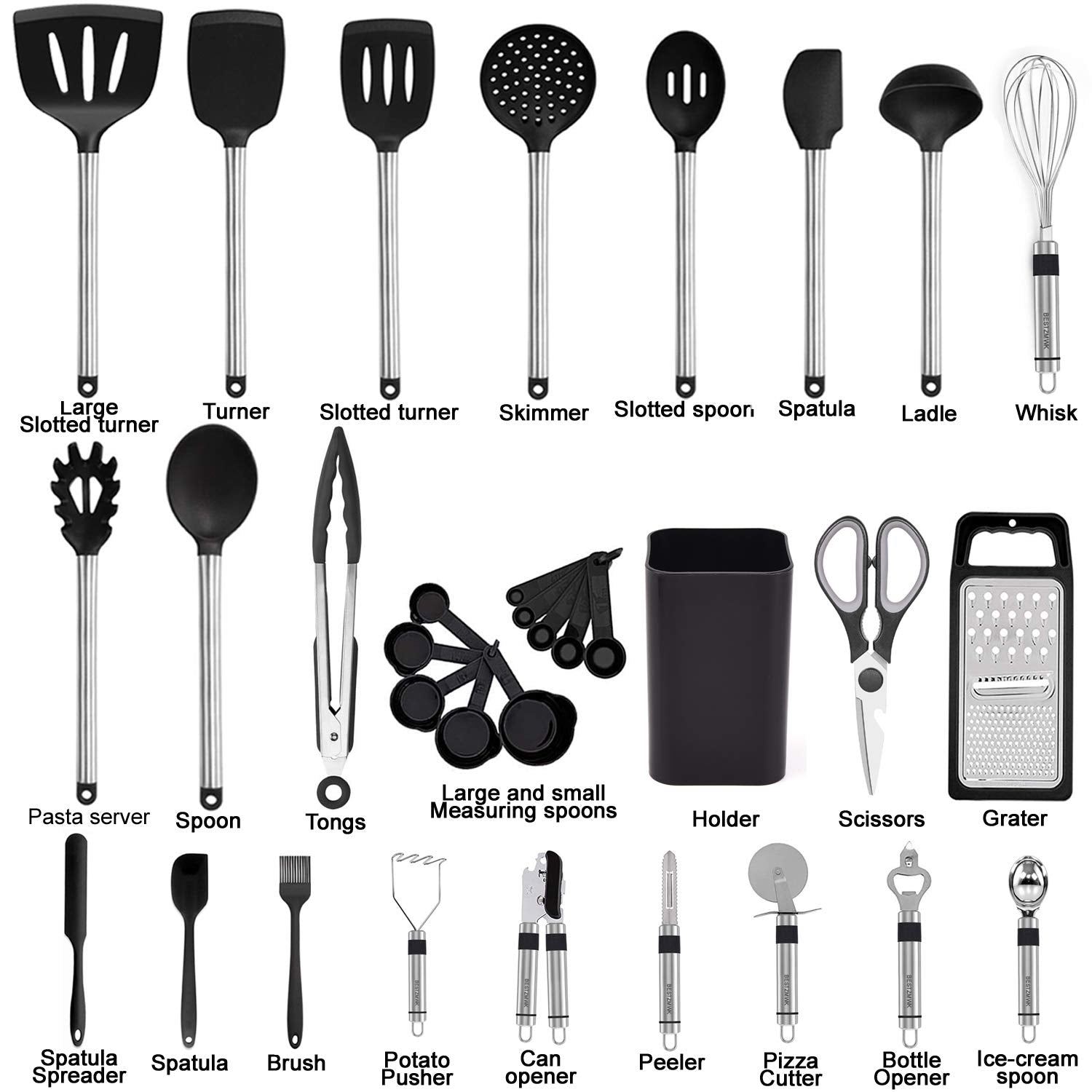 BESTZMWK primer plano del mango de acero inoxidable 304 que aporta durabilidad