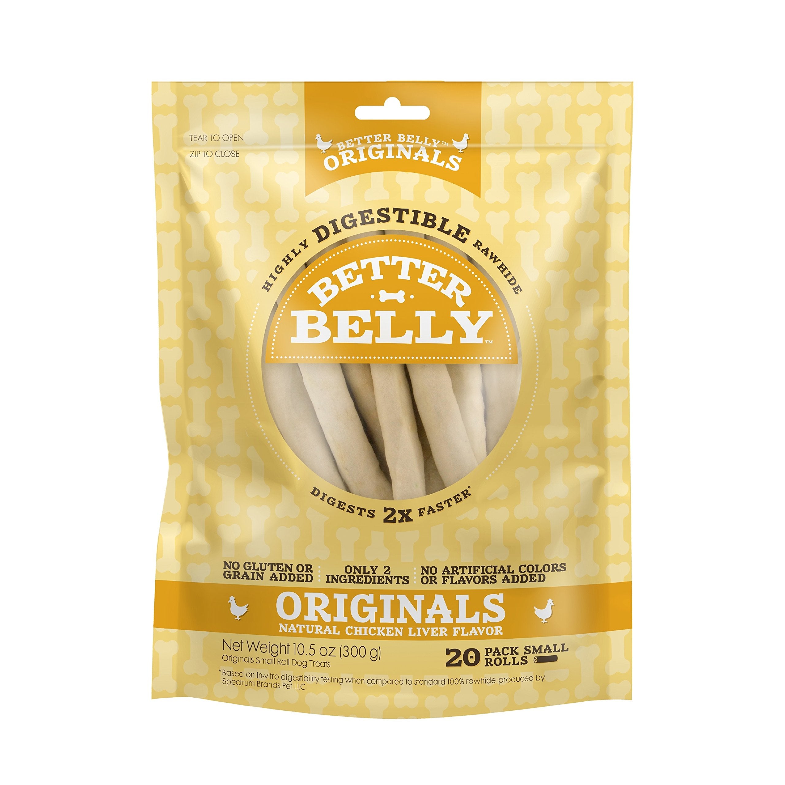 Better Belly paquete frontal mostrando 20 rollos digestibles y conveniencia