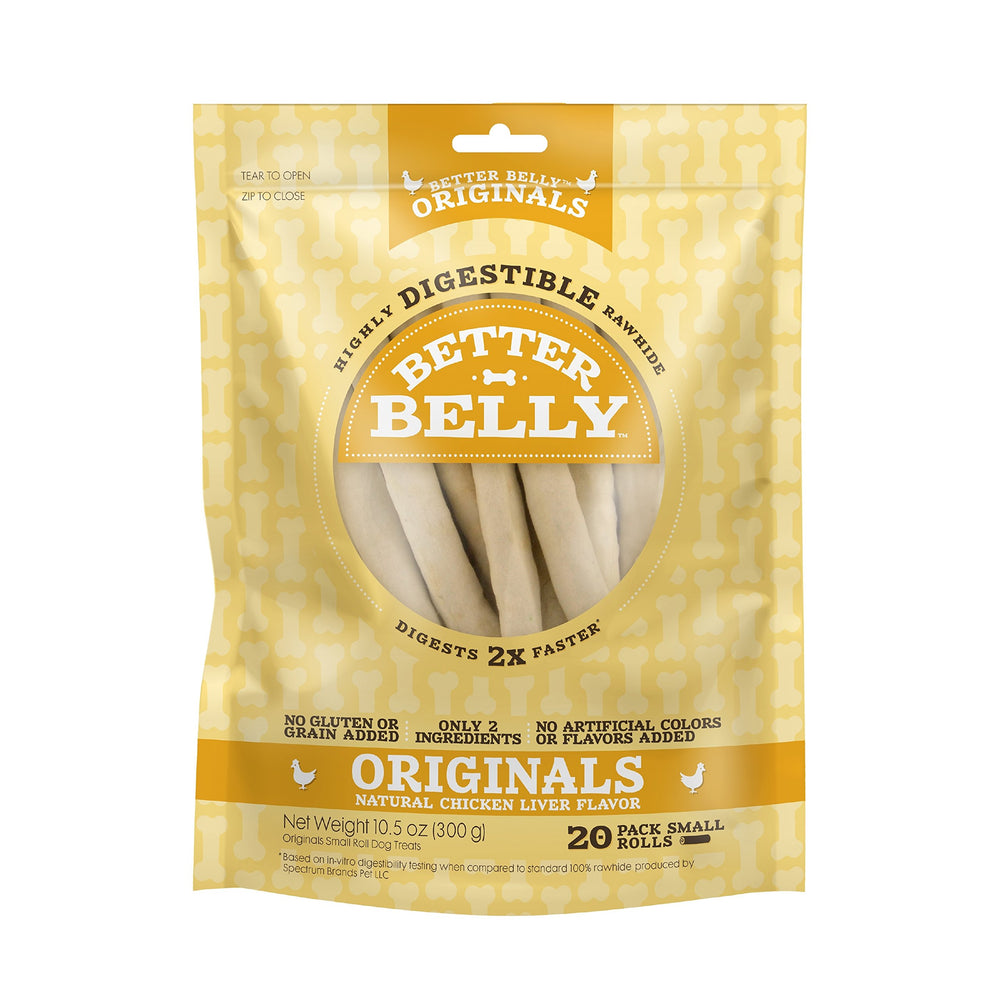 Better Belly paquete frontal mostrando 20 rollos digestibles y conveniencia