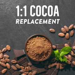 BetterBody Foods detalle de la textura fina del polvo de cacao, ideal para mezclar fácilmente