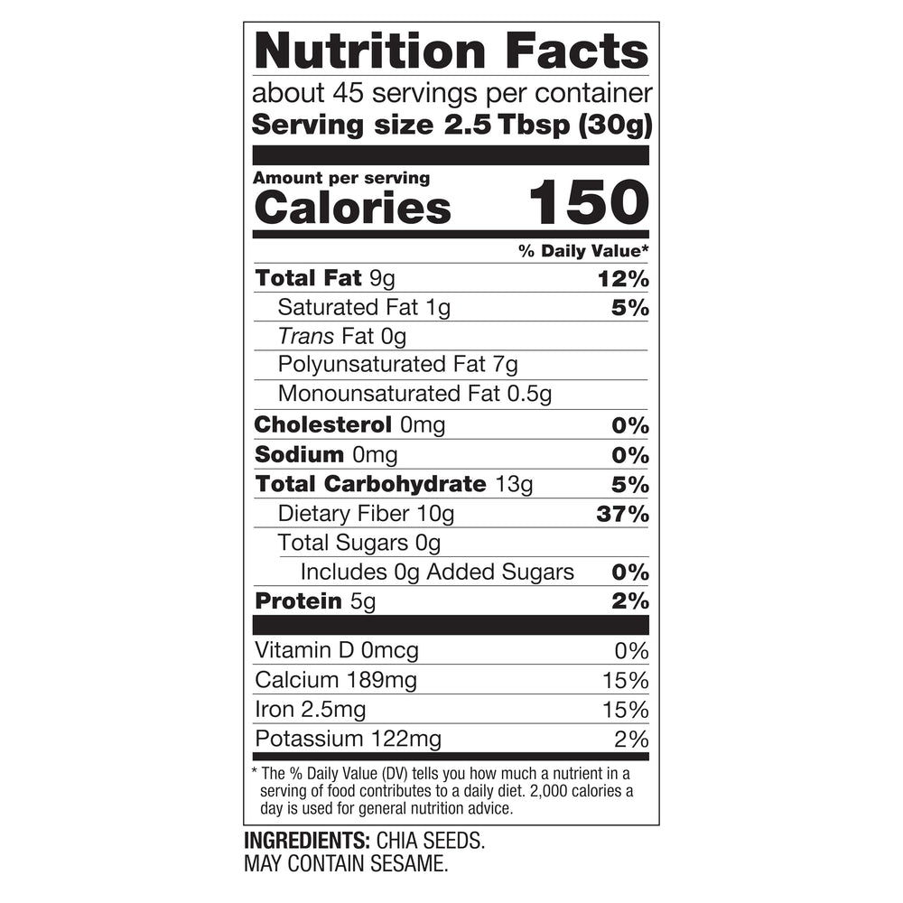 BetterBody Foods semillas de chía junto a cucharas, control de porciones