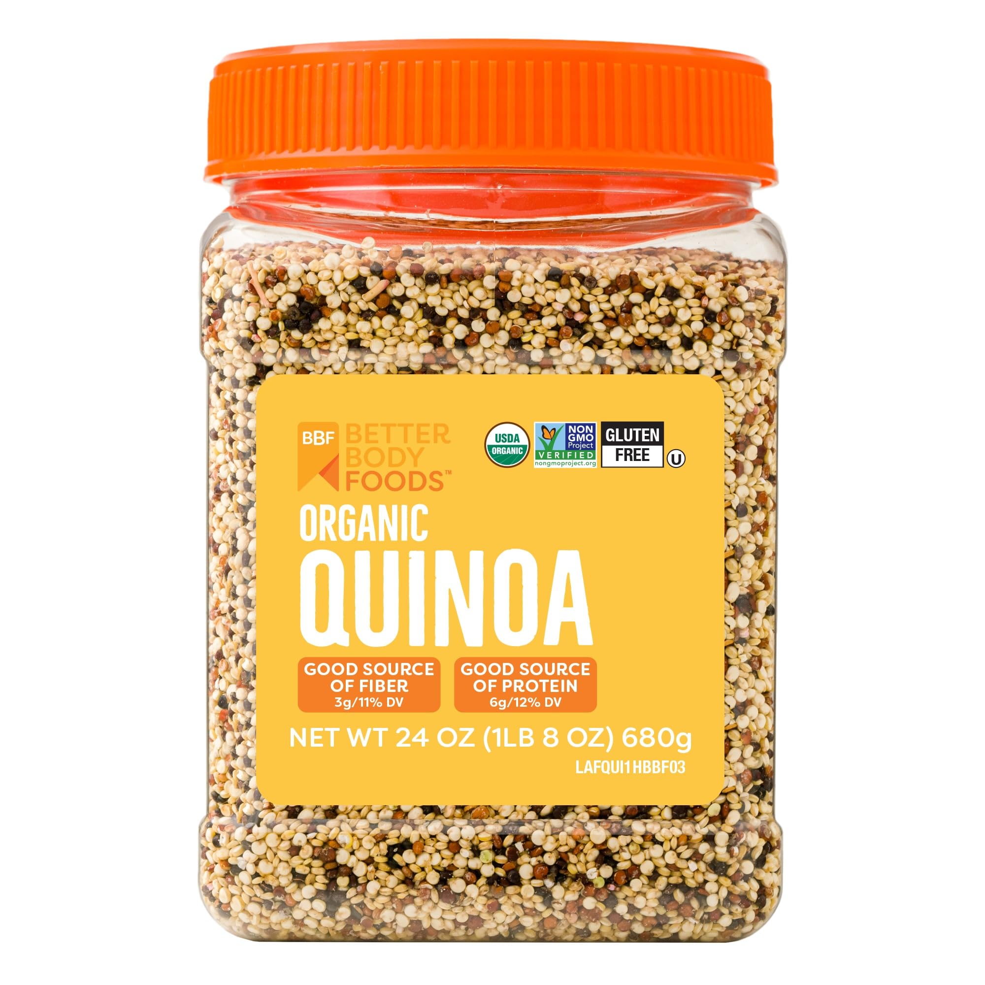 BetterBody Foods paquete frontal mostrando 1.5 lb y beneficios nutritivos