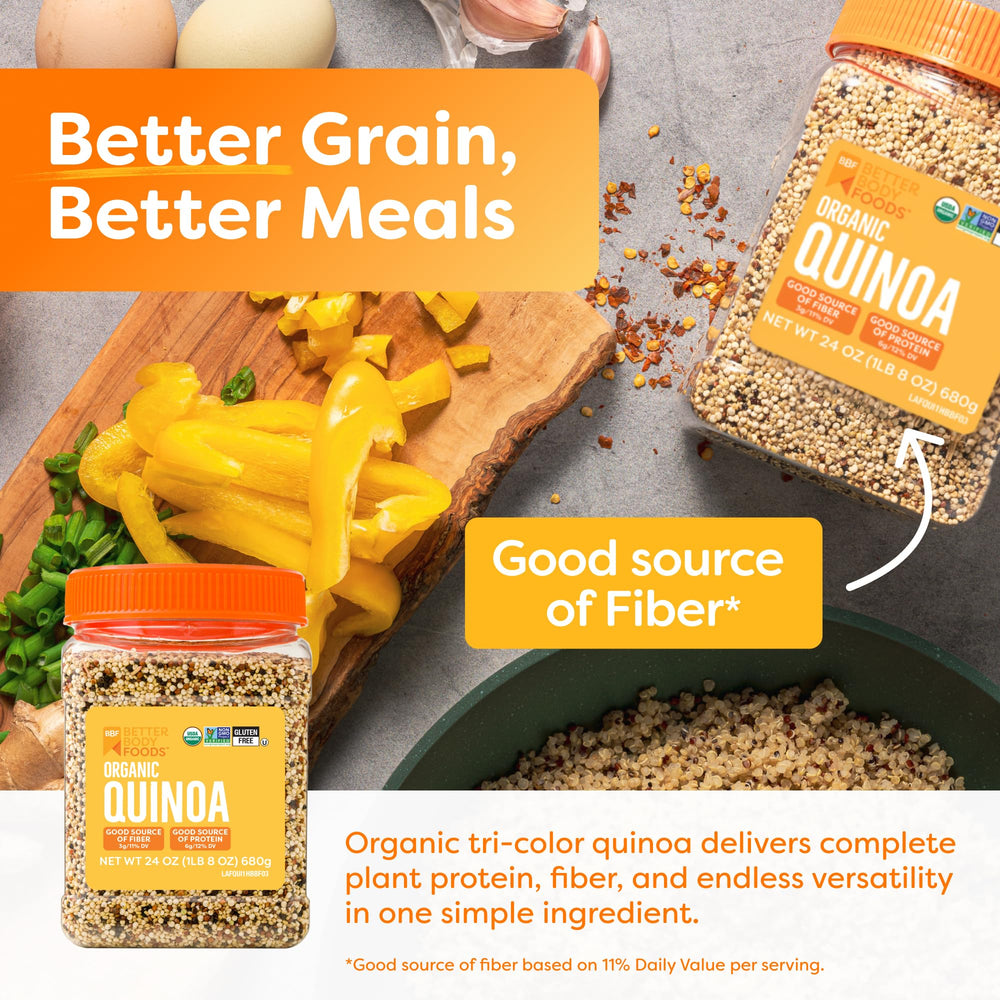 BetterBody Foods primer plano de textura tricolor que ayuda a identificar calidad