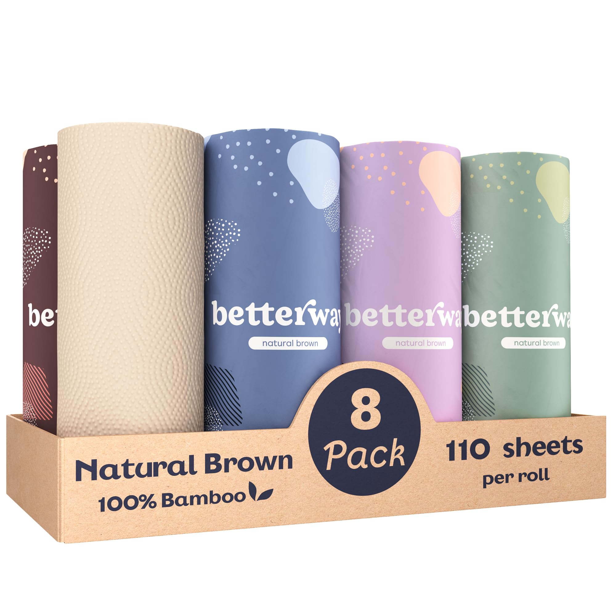 Betterway paquete frontal mostrando 8 rollos y beneficio ecológico