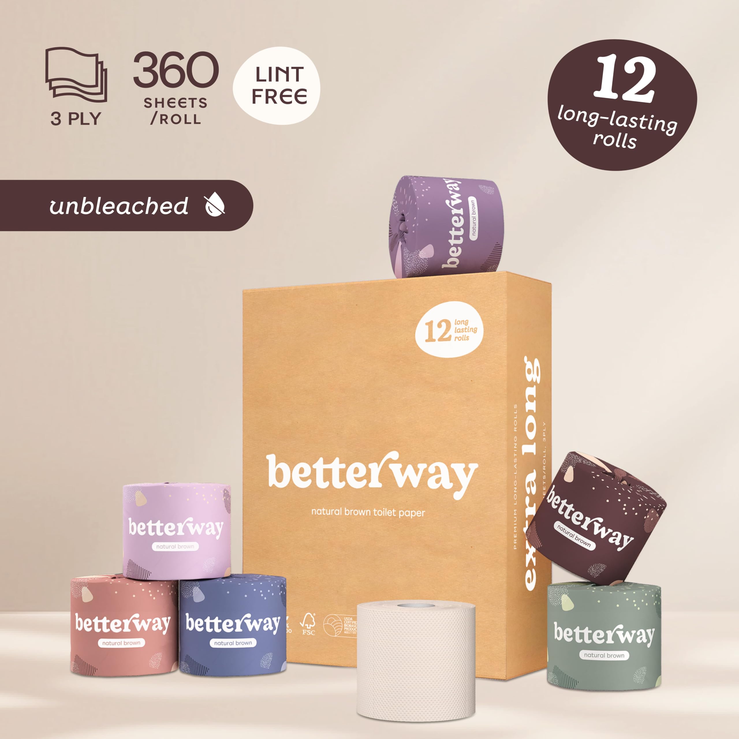Betterway pila de 12 rollos para ver volumen y almacenamiento fácil