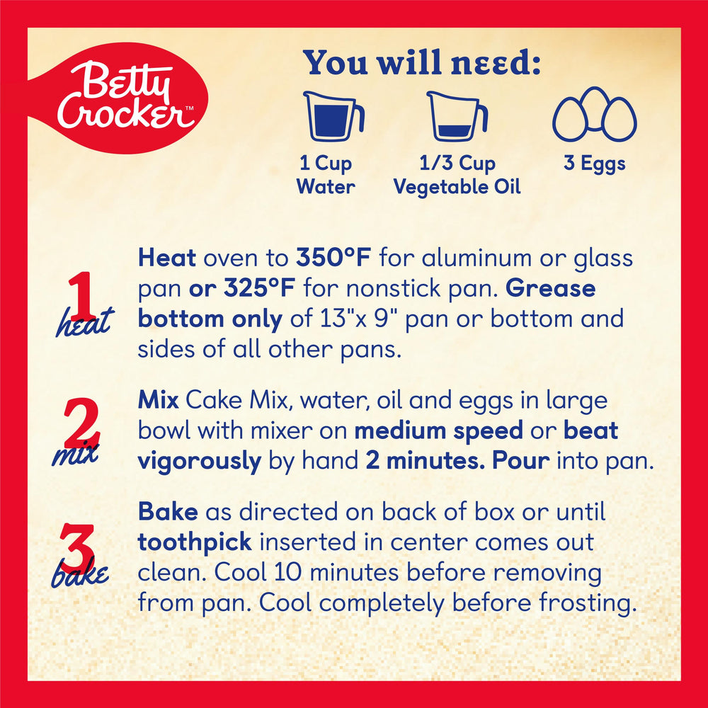 Betty Crocker ingredientes medidos listos para mezclar y preparar en minutos