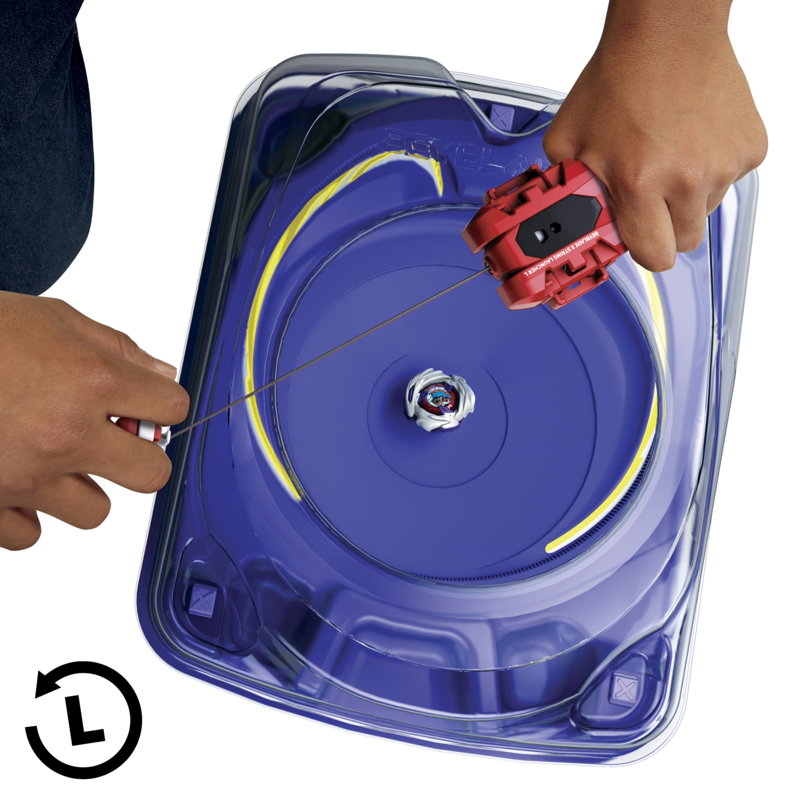 Beyblade etiqueta Takara Tomy señalando autenticidad y calidad