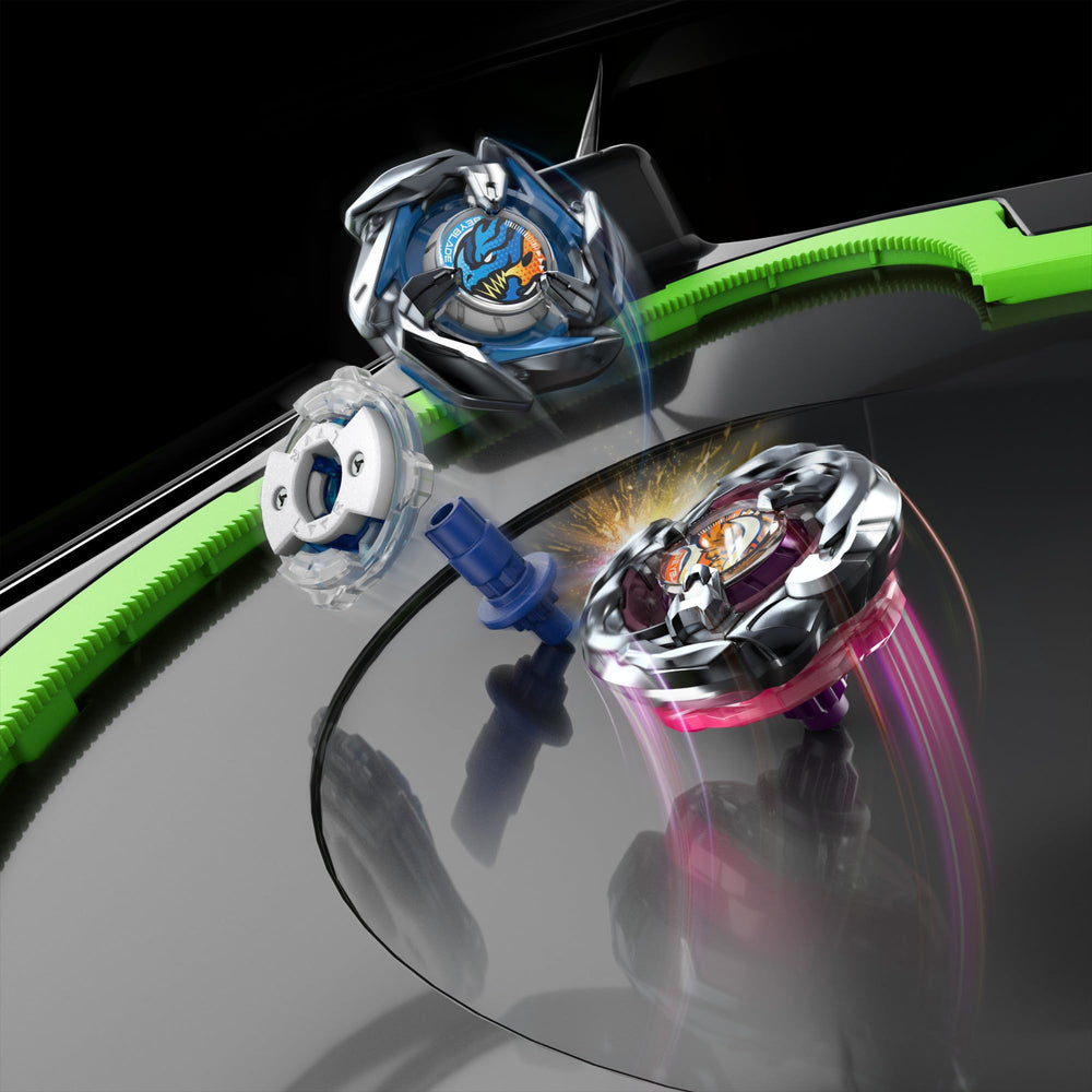 Beyblade estadio ensamblado a escala para entender medidas reales
