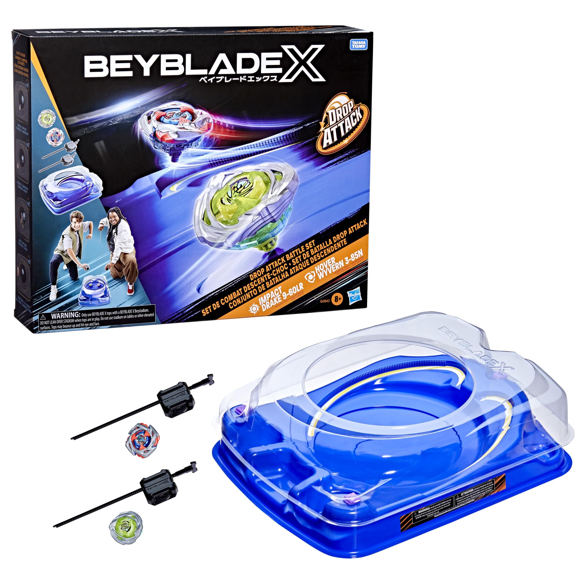 Beyblade estadio X-Celerator mostrando impulso y choques intensos