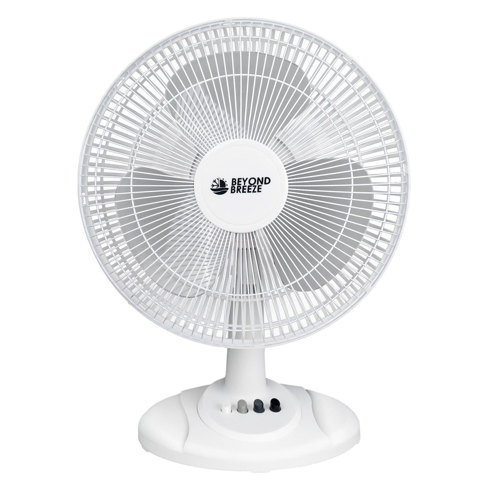 BEYOND BREEZE ventilador de mesa frontal mostrando diseño compacto y flujo potente