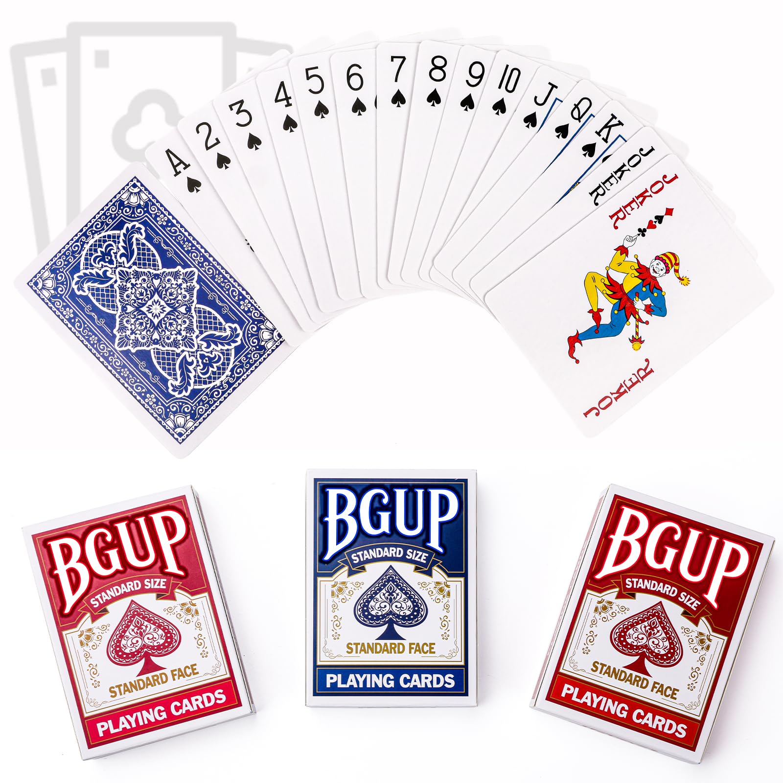 BGUP barajas en uso sobre mesa de juego mostrando compatibilidad con póker y blackjack