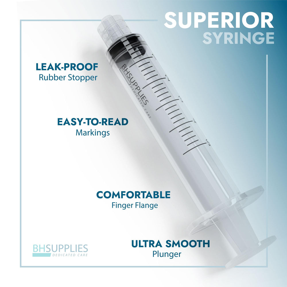 BH SUPPLIES primer plano del émbolo y graduaciones para dosificación precisa