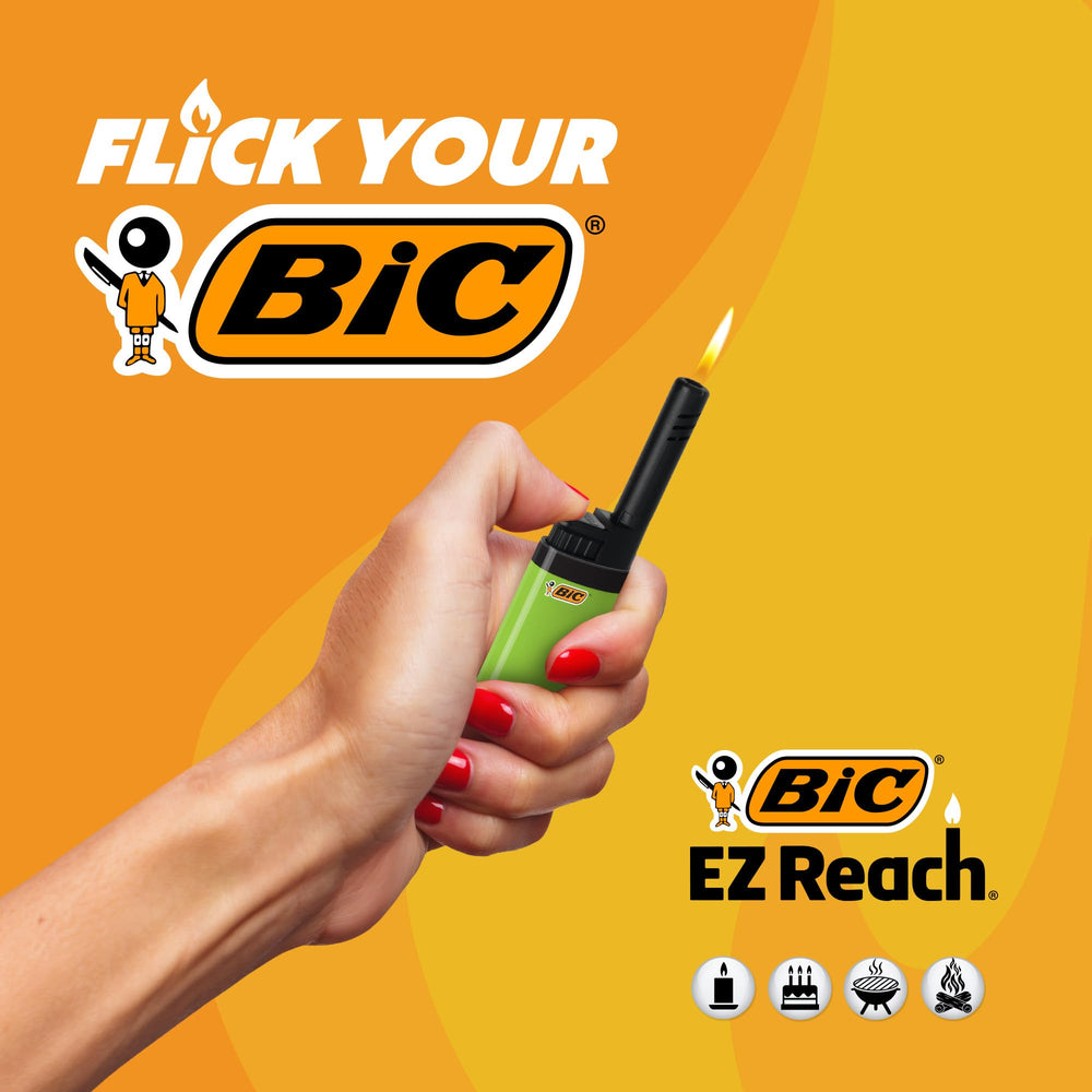 BIC EZ Reach en mesa de fiesta iluminando velas, aporta comodidad en reuniones