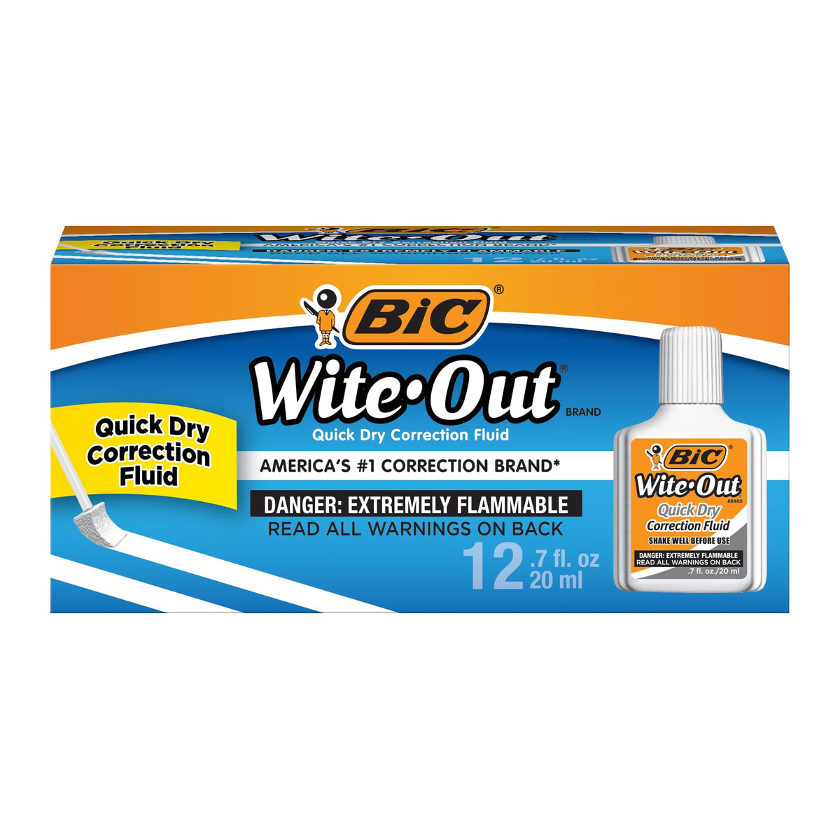 BIC Wite-Out vista frontal del pack de 12, almacenamiento fácil