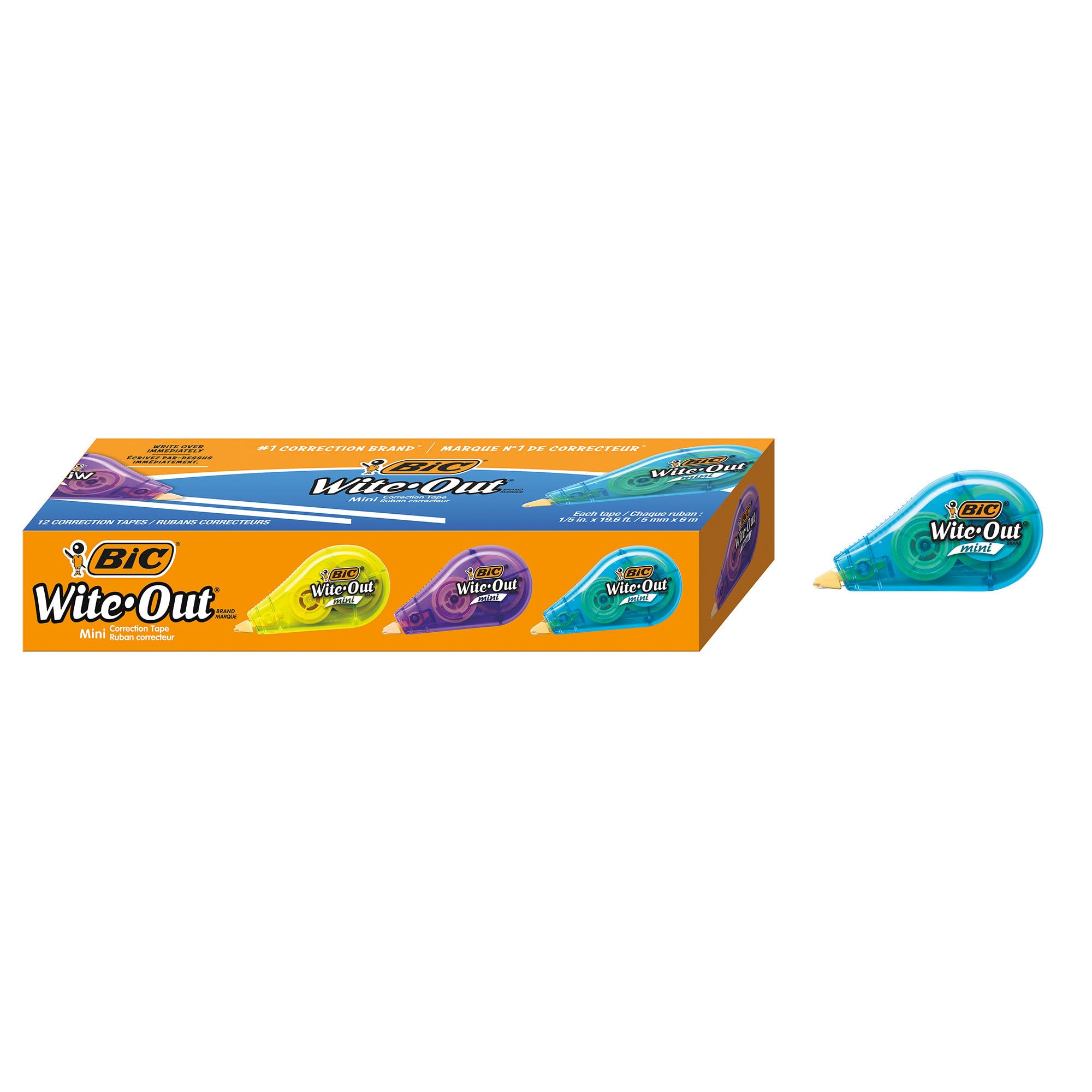 BIC Wite-Out mini frente del dispensador mostrando diseño compacto y control