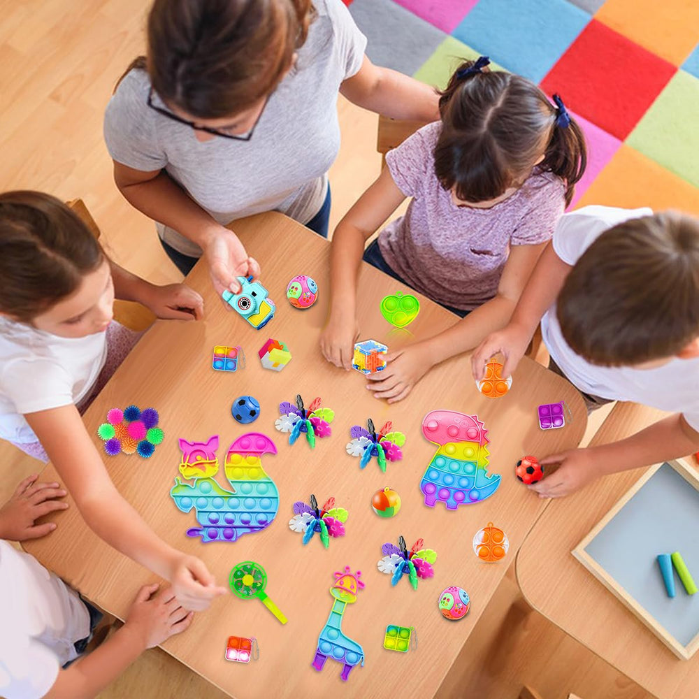 BicMan mesa de fiesta con fidget toys como recuerdos vibrantes