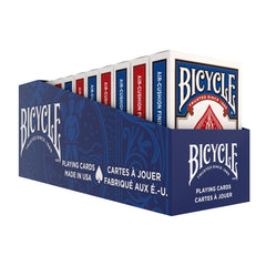 Bicycle caja frontal mostrando paquete de 12 barajas, ahorro inmediato