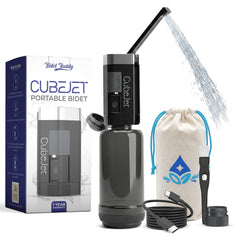 Bidet Buddy CubeJet frontal Obsidian Drift elegante y portátil