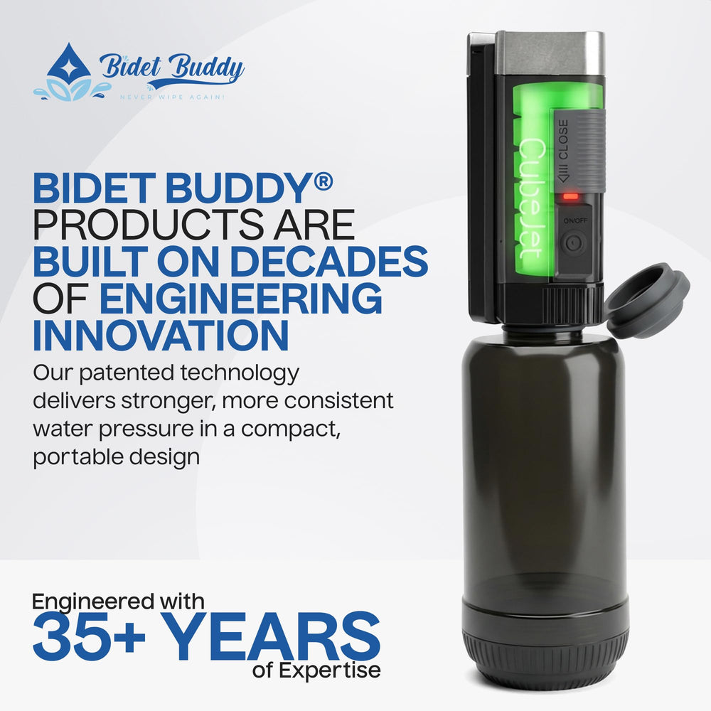 Bidet Buddy vista del interior del depósito 380 mL fácil de llenar