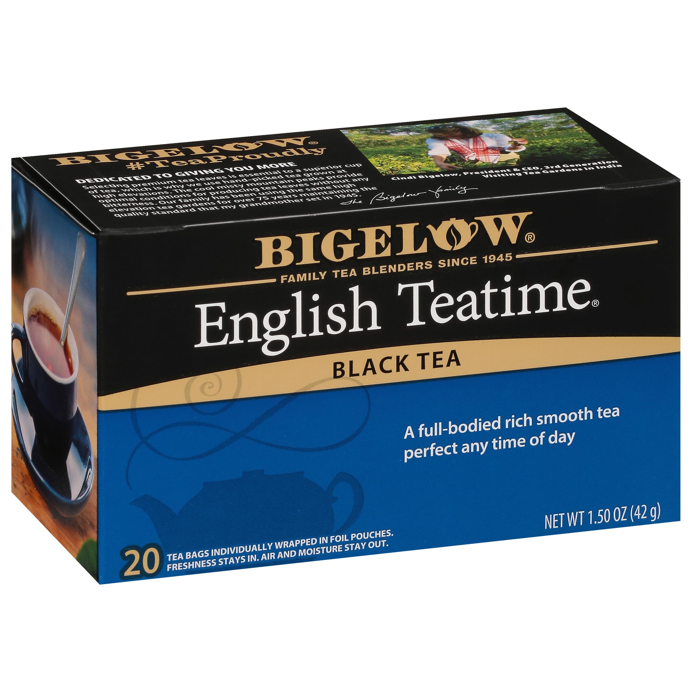 Bigelow front box showing English Teatime packaging and clear product info for easy selection