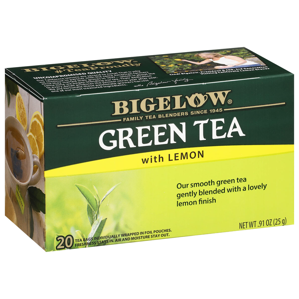 Bigelow caja frontal mostrando 120 bolsitas y conservación de frescura