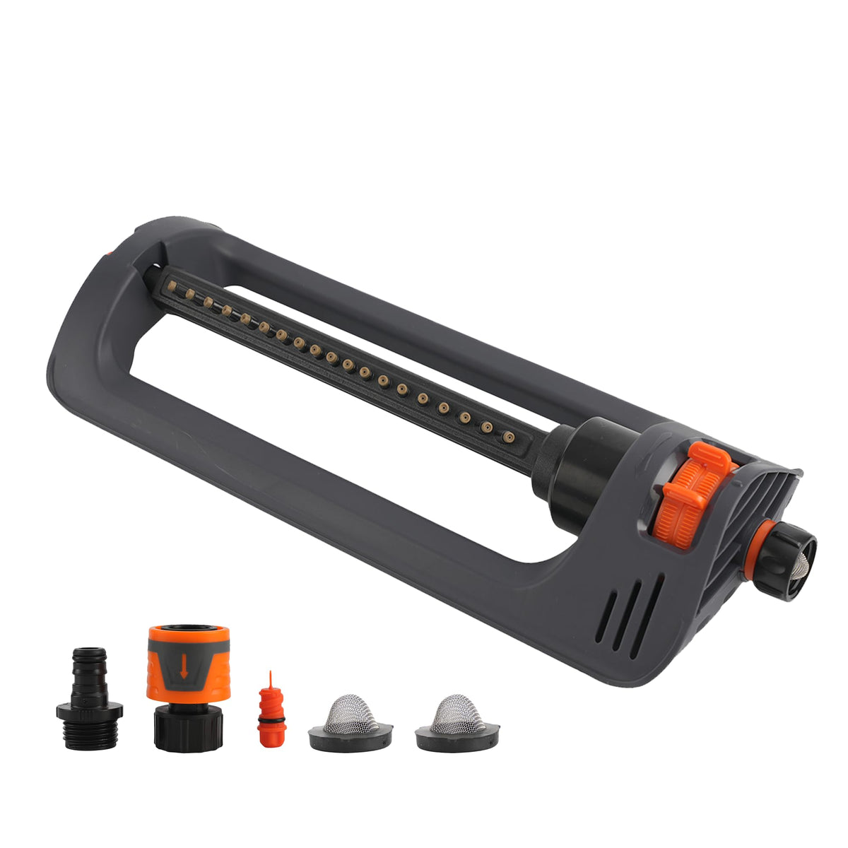 BIGWAVE aspersor frontal mostrando diseño y 19 boquillas para riego eficiente