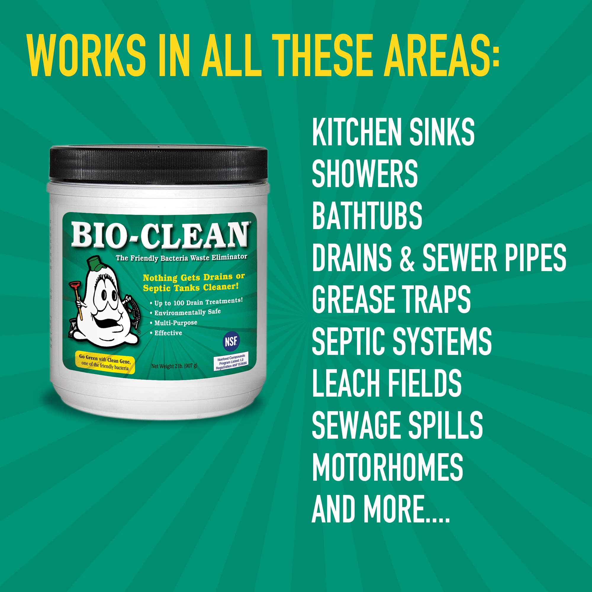 Bio-Clean lata junto a una mano para mostrar la escala y ahorro