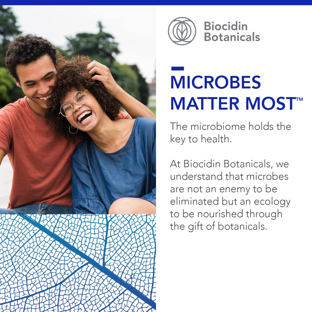 Bio-Botanical Research Biocidin Dentalcidin etiqueta informativa, muestra beneficios y lista de ingredientes