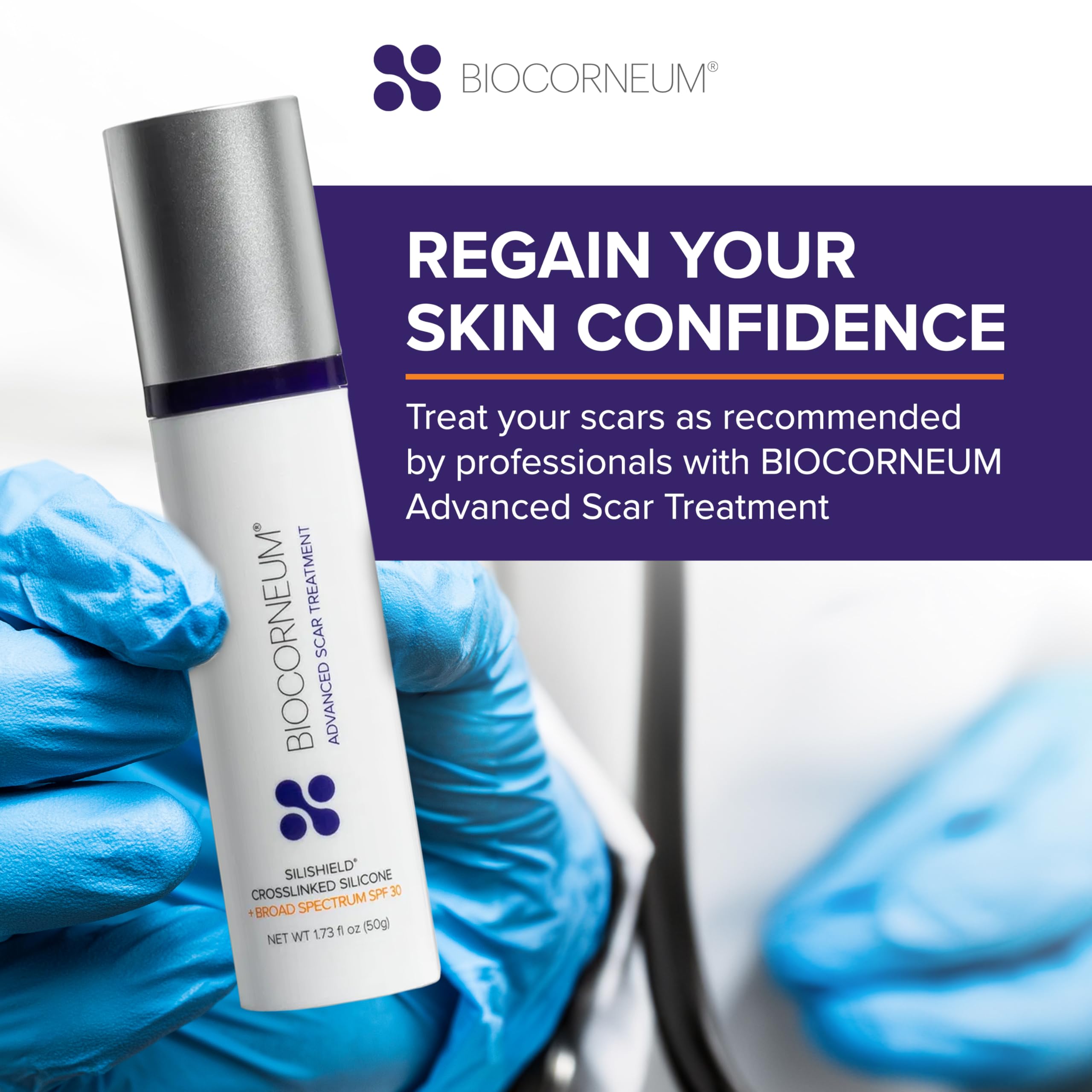 BIOCORNEUM símbolo SPF30 indicando protección solar integrada