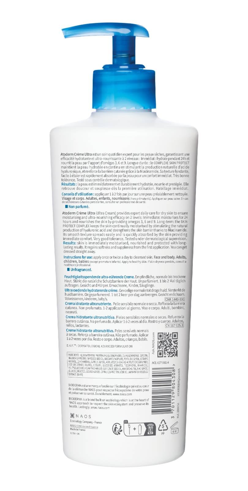 Bioderma Atoderm Ultra crema aplicación en manos mostrando rápida absorción y confort