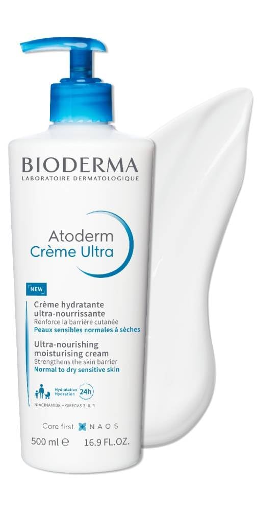 Bioderma Atoderm Ultra crema textura cremosa en cuchara, demuestra hidratación rica