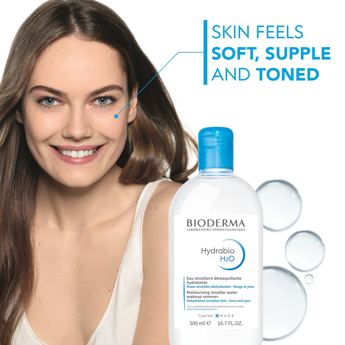 Etiqueta de Bioderma Hydrabio H2O enfocando niacinamida y glicerina