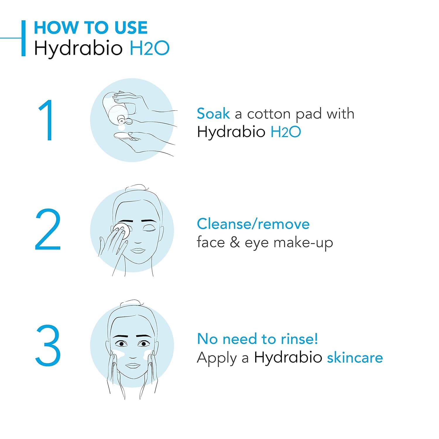 Algodón empapado con Bioderma Hydrabio H2O removiendo maquillaje sin frotar