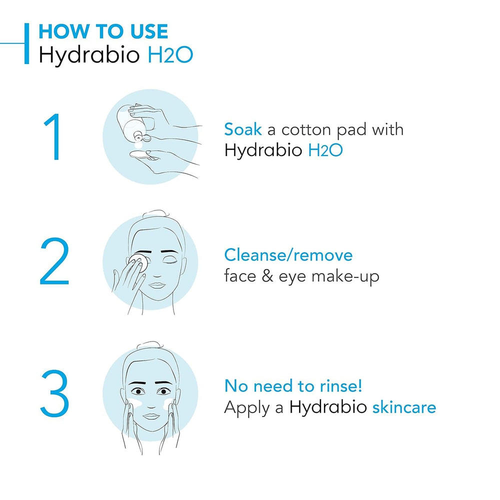 Algodón empapado con Bioderma Hydrabio H2O removiendo maquillaje sin frotar