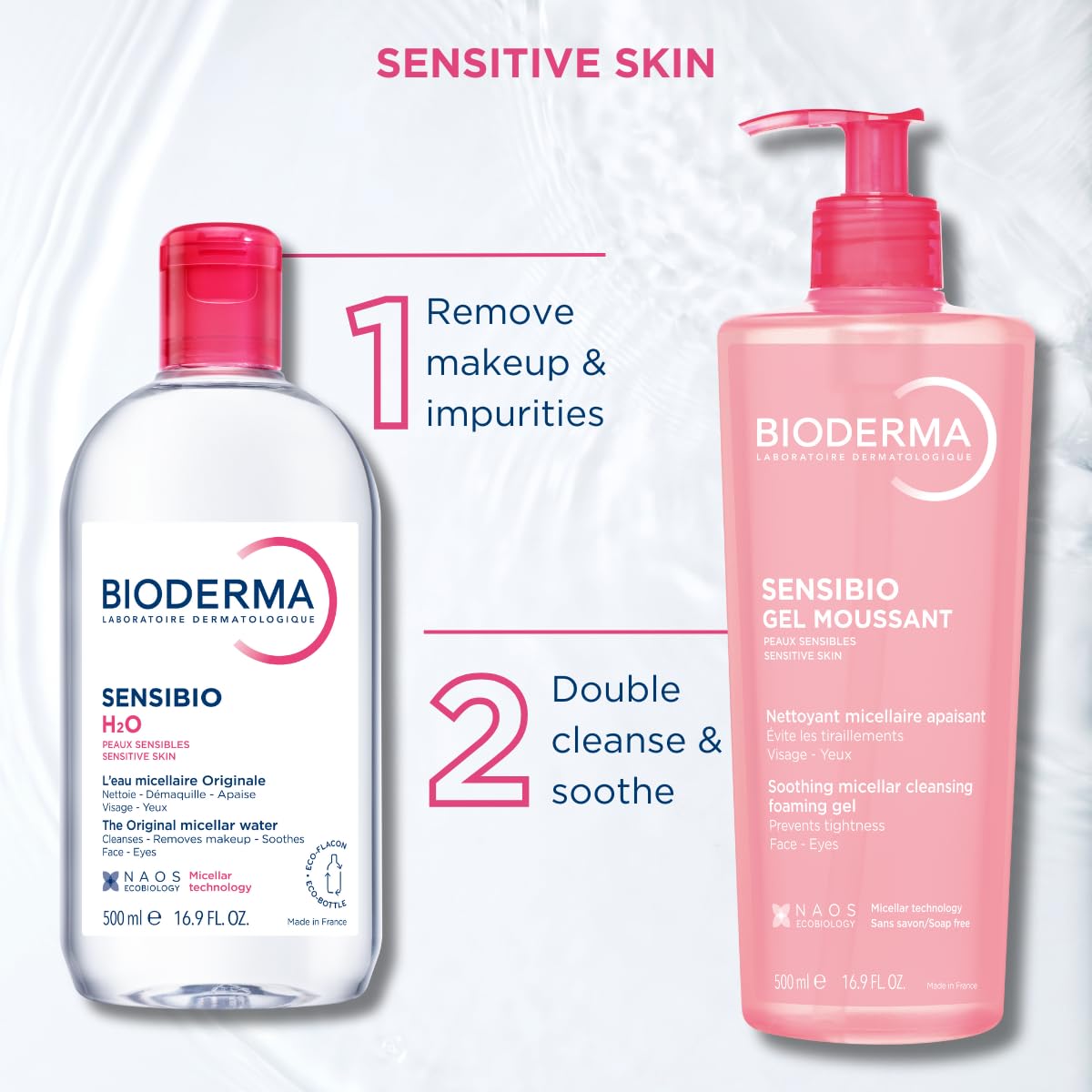 Bioderma Sensibio H2O etiqueta con ingredientes clave y beneficios