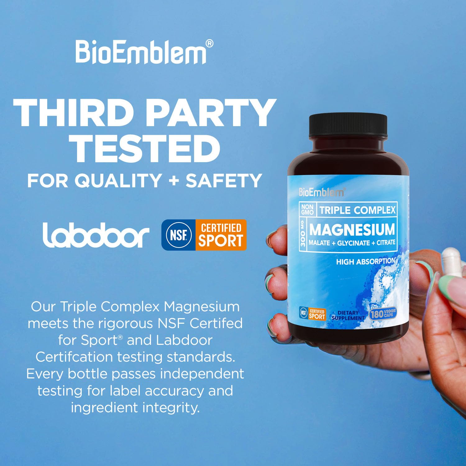 BioEmblem etiqueta con ingredientes y certificaciones para confianza